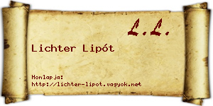 Lichter Lipót névjegykártya